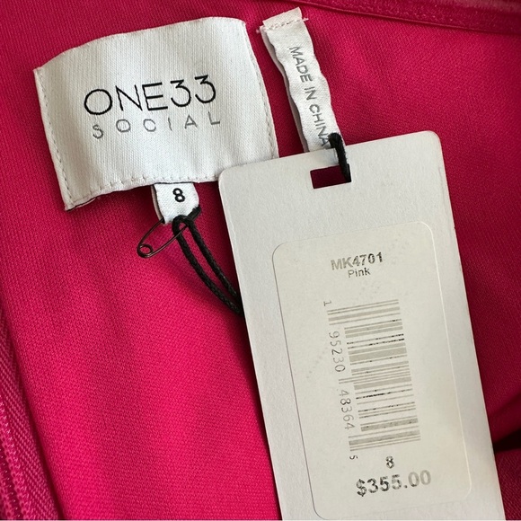 ONE33 SOCIAL Pink One Shoulder Cutout Draped Dress NWT 8 - Picture 2 of 7